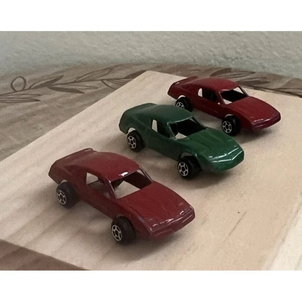 Tootsie Lot of 3 Firebird Metal Toy Cars 2 Red 1 Green Vintage Made In USA